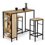 Idmarket ? ensemble table de bar detroit 100x45x95 cm ? 2 tabourets 32x32x67 cm ? design industriel moderne ...