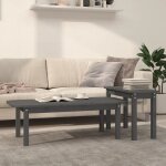 The living store - ensemble de tables basses 2 pcs gris bois massif de pin - table basse - ensemble de ...