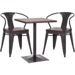 Décoshop26 - ensemble table de bistrot 2x chaises en synthétique marron acier noir et table en bois marron ... Décoshop26 - ensemble table de bistrot 2x chaises en synthétique marron acier noir et table en bois marron ...