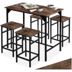 Tectake ? ensemble table de bistrot 1 table 4 tabourets ? bois mdf et acier ? design industriel ? dimensions ...