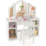 Goplus - ensemble table et chaise 2 en 1 pour enfants, coiffeuse de maquillage avec miroir amovible � ...
