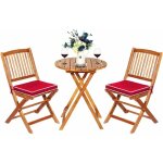 Ensemble de table et chaises en bois d'acacia, comprenant 1 table et 2 chaises, coussins rembourrs, ...