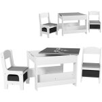 Homcom - ensemble table et chaises enfant - 3 pcs - plateau table r�versible tableau noir - rangements ...