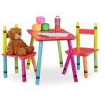 Relaxdays - ensemble de table et de chaises pour vos enfants, en bois mdf, bambin, unisexe, multicolores ...