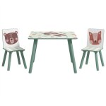 Zonekiz - ensemble table et chaises enfant design animaux de la for�t - table carr�e + 2 chaises - bois ...