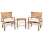 Maison chic - ensemble table et chaises de jardin 3 pcs mobilier de bistro avec coussins bambou 80090 ...