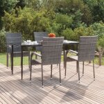 Ensemble table et chaises de jardin 5 pcs - ensemble table  manger + 4 chaises gris rsine tresse bv321056 ...