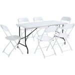 Rekkem - ensemble table et chaises pliantes de jardin 152cm