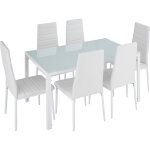 Tectake - ensemble table et chaises de salle à manger rembourrées avec revêtement en cuir synthétique ... Tectake - ensemble table et chaises de salle à manger rembourrées avec revêtement en cuir synthétique ...