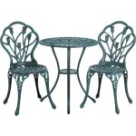Yaheetech ensemble de table et chaise salon de jardin balcon kit de bistro 2 chaise 1 table en alliage ...