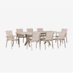 Ensemble table extensible rectangulaire karena 180 - 240x90 cm et 8 chaises de jardin empilables avec ...