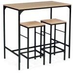 Idmarket - ensemble table haute de bar detroit 95 cm et 2 tabourets design industriel