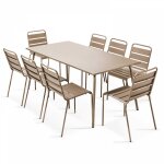 Ensemble table de jardin et 8 chaises en m�tal taupe - palavas