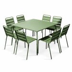 Oviala - ensemble table de jardin et 8 chaises en m�tal vert cactus - palavas