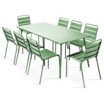 Ensemble table de jardin et 8 chaises en mtal vert cactus - palavas