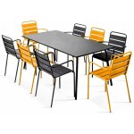 Ensemble table de jardin et 8 fauteuils en m�tal jaune et gris - palavas