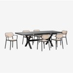 Ensemble table de jardin extensible en aluminium (180 - 240x90 cm) karena et 6 chaises de jardin avec ... Ensemble table de jardin extensible en aluminium (180 - 240x90 cm) karena et 6 chaises de jardin avec ...