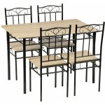Ensemble table  manger 109x 69x 75 cm et 4 chaises - htre clair et noir - style industriel, pour cuisine, ...