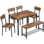 Need - ensemble de table à manger 6 personnes, 110 cm avec 4 chaises, banc pour 2 personnes avec Étagère ... Need - ensemble de table à manger 6 personnes, 110 cm avec 4 chaises, banc pour 2 personnes avec Étagère ...