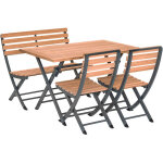 Jardiline - salon de jardin pliant en aluminium et teck 4 personnes porto rico