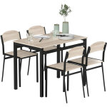 Ensemble table � manger et chaises - homcom - m�tal - 100x63x76, 5cm - bois naturel