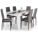 Idmarket - ensemble table  manger georgia 140 cm blanche et grise et 6 chaises romane grises