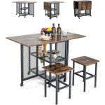 Relax4life ensemble de table à manger pliante avec 2 tabourets, table de cuisine avec roues verrouillables, ... Relax4life ensemble de table à manger pliante avec 2 tabourets, table de cuisine avec roues verrouillables, ...