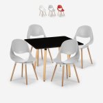 Ensemble table noire 80x80cm carre 4 chaises cuisine salle  manger restaurant design scandinave dax ...