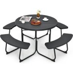 Ensemble table de pique - nique avec 4 bancs int�gr�s, ensemble de jardin table de pique - nique circulaire ...