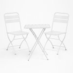 Sklum - ensemble avec une table pliante (60x60 cm) & 2 chaises pliantes janti blanc