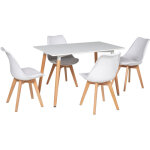 Happy garden - ensemble table rectangulaire 120cm pia et 4 chaises nora blanc