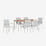 Ensemble table rectangulaire en aluminium et bois de teck katiana (160x90 cm) et 6 chaises de jardin ... Ensemble table rectangulaire en aluminium et bois de teck katiana (160x90 cm) et 6 chaises de jardin ...