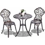 Ensemble table rond & 2 chaise de jardin en mtal , bistrot pour jardin de 3 pices en fonte aluminium, ...
