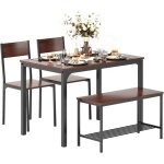 Ensemble de table de salle � manger pour 4 personnes, table de cuisine de 110cm, 2 chaises, banc pour ...
