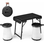 Ensemble de table et tabourets pliants ext�rieur chaque chaise charge 200 kg, table de camping et 2 tabourets ...
