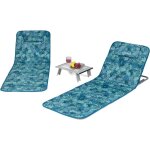 Costway ensemble de tapis de plage pliables 2 pcs avec table d?appoint, matelas de plage avec hauteur ...