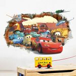 3d mur endommag� dessin anim� voitures avions stickers muraux, chambre des enfants p�pini�re autocollants ...