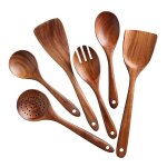 6pcs teck cuillre en bois massif spatule cuisine cuisine en bois pelle vaisselle ensembles d'outils ...