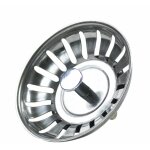 Bouchon evier cuisine inox - filtre evier cuisine universel (dia: 80mm), bonde evier avec 18 fentes, ...