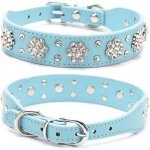Collier pour chien rglable en pu brillant avec clous et strass, ensoleill