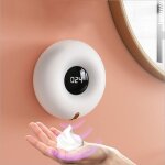 Distributeur de savon automatique usb mousse rechargeable montage mural sans perage no touch 300ml impermabl ...