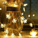Guirlande lumineuse de flocon de neige, 6m 40 pcs led  piles fairy lights, monochrom  deux modes et ...