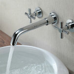Ensoleille - robinet lavabo mitigeur laiton chrome 2 tuyau 3 trous mont� mural salle de bain lavente