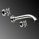 Ensoleille - robinet lavabo mitigeur laiton chrome 2 tuyau 3 trous mont� mural salle de bain lavente