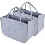 Sac shopping feutre gris grand sac feutre pour bois de chauffage panier bois de chauffage lot de 2