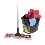 Le plus de l'entretien - ensemble seau de lavage avec presse et balai  plat microfibre