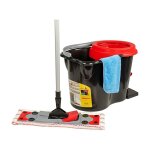 Le plus de l'entretien - ensemble seau de lavage avec presse et ensemble balai à plat microfibre Le plus de l'entretien - ensemble seau de lavage avec presse et ensemble balai à plat microfibre