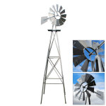 Wiltec Éolienne de jardin design us ? 670 x 670 x 2450 mm ? couleur argentée ? moulin avec roulement ... Wiltec Éolienne de jardin design us ? 670 x 670 x 2450 mm ? couleur argentée ? moulin avec roulement ...