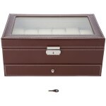 Eosnow double couches 12 fentes en cuir pu montre mallette de rangement bijoux prsentoir support de ...