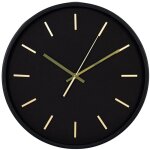 Epikasa - horloge murale kensington, verre, plastique, noir, or, 4, 5x35x35 cm